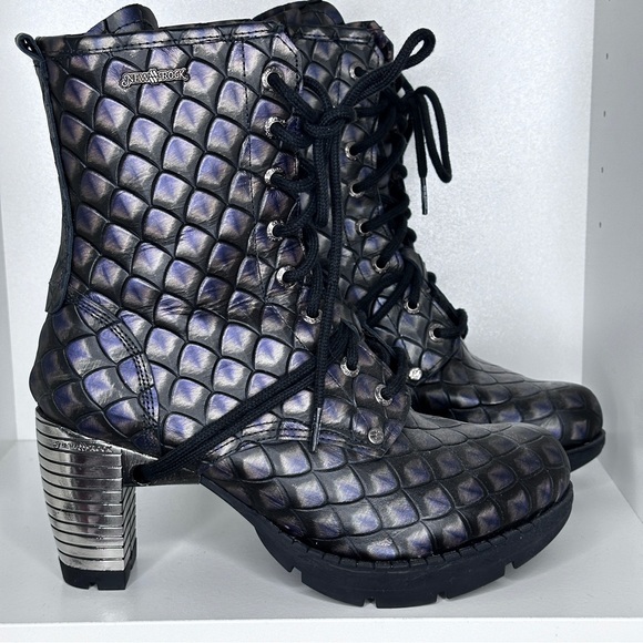 New Rock Mermaid Scales Purple ankle boots - Picture 1 of 9